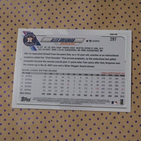 Alex Bregman #297 Baseball Card - Picture 2 of 2